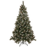 6.5' Pre-lit Snow Valley Pine Artificial Christmas Tree Clear Lights