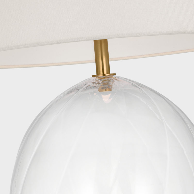 Talia Medium Cordless Table Lamp in Clear Glass with Linen Shade