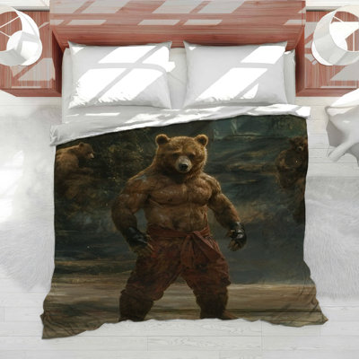 Martial Bear Bedding Animal Duvet Cover Industrial