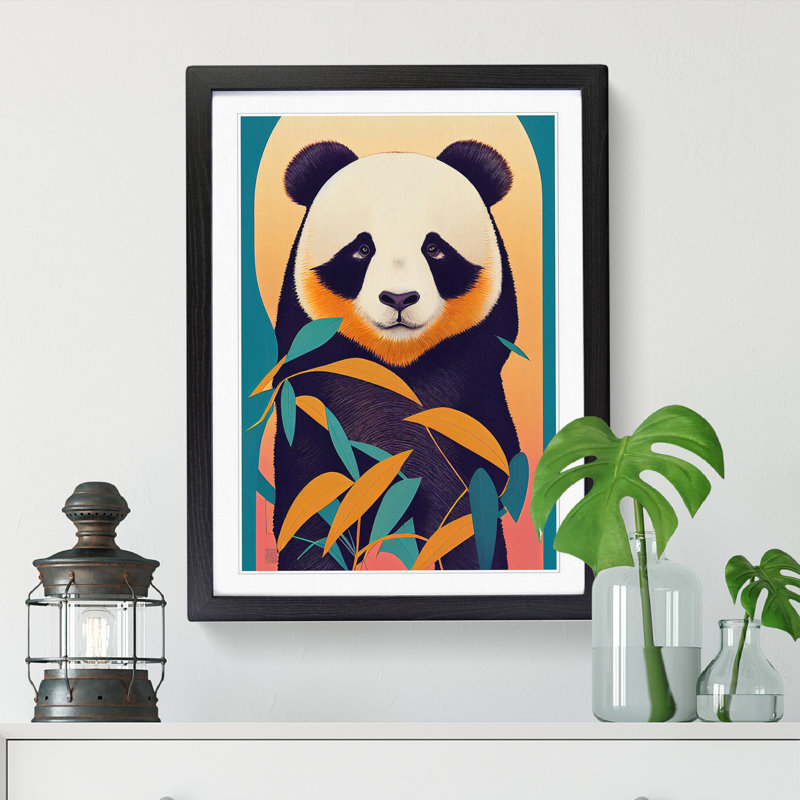 Panda Art - Single Picture Frame Print, Black, 64cm H x 46cm W x 2cm D