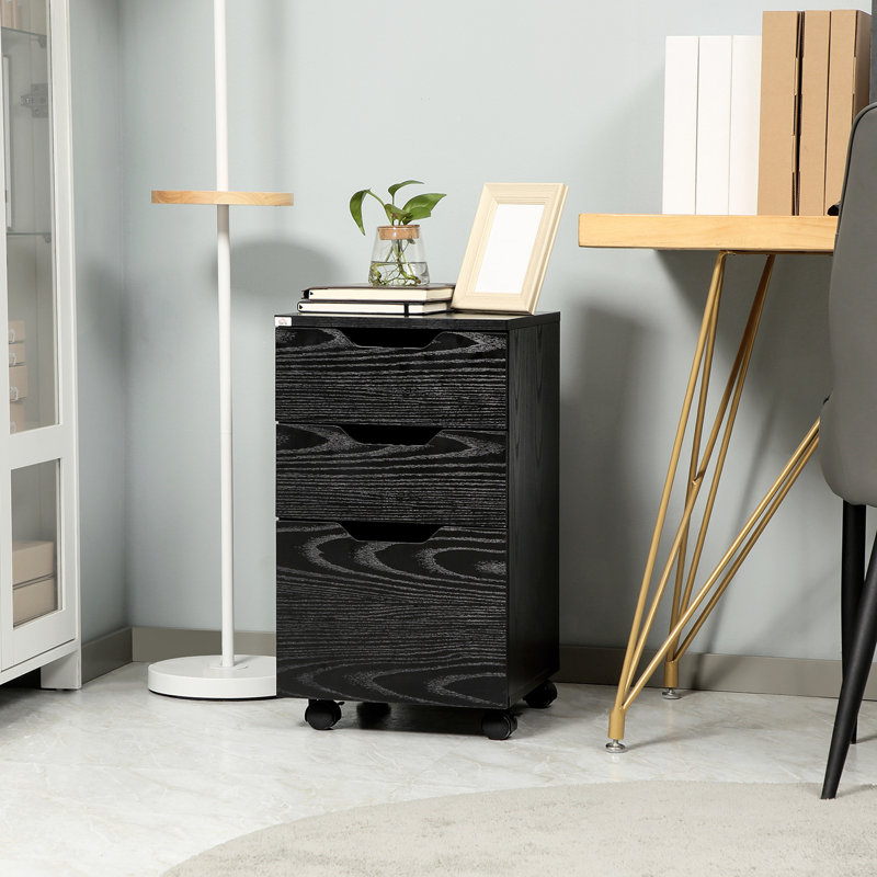 Hilliary 15.75'' Wide 3 -Drawer Mobile File Cabinet, Wood Black