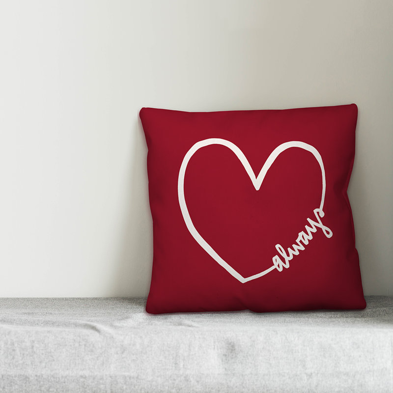  Always Heart Square Pillow Cover & Insert, 16"H x 16"W