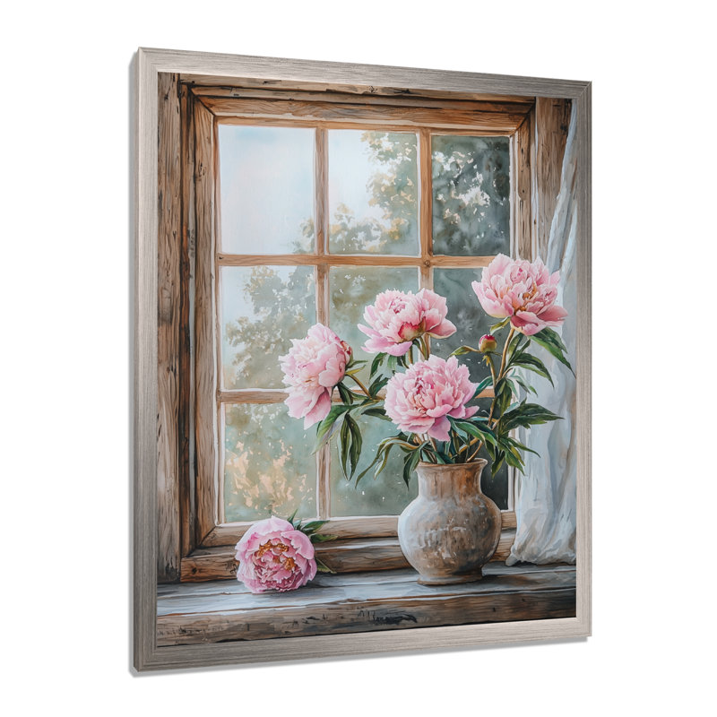 Cermenho - Floral Canvas Art Print, H 32 po x l 16 po, Avec cadre, Argent argent