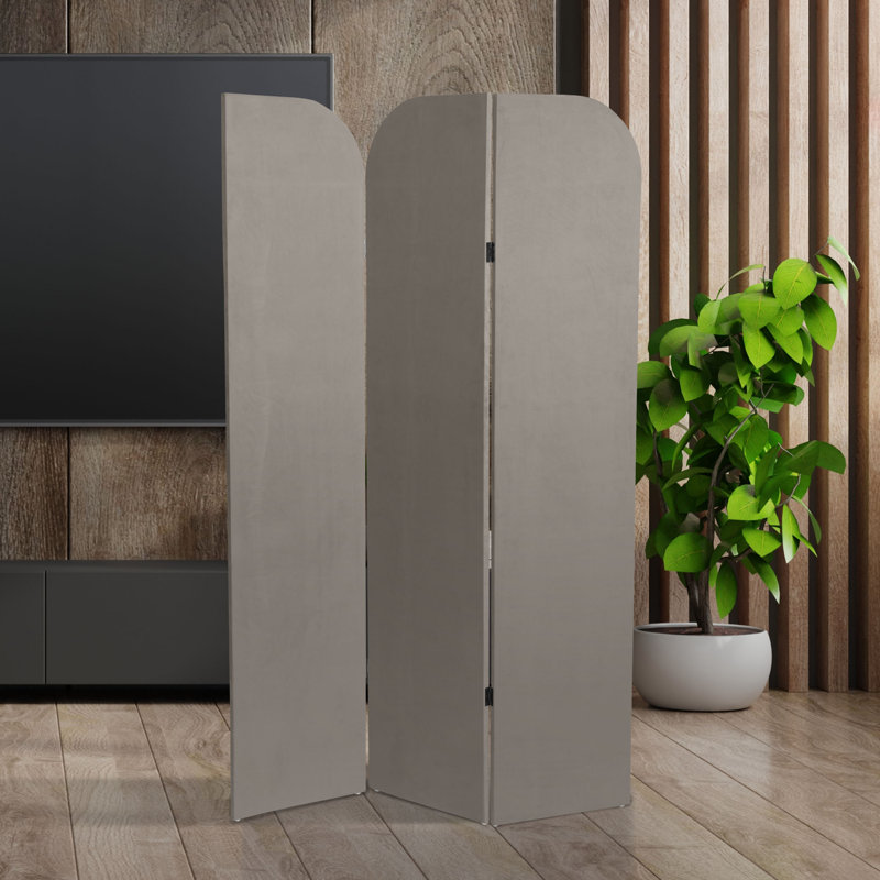 Cloison pliante en velours 3 panneaux Wayt, Gris anthracite