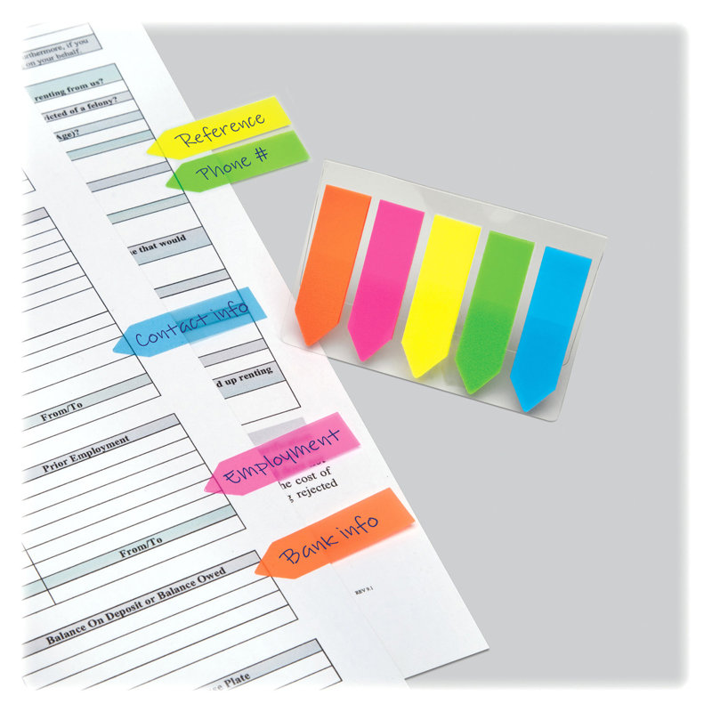 Indicateurs fléchés, 1 à 3/4 po x15/32 po, 125 par lot, couleurs assorties