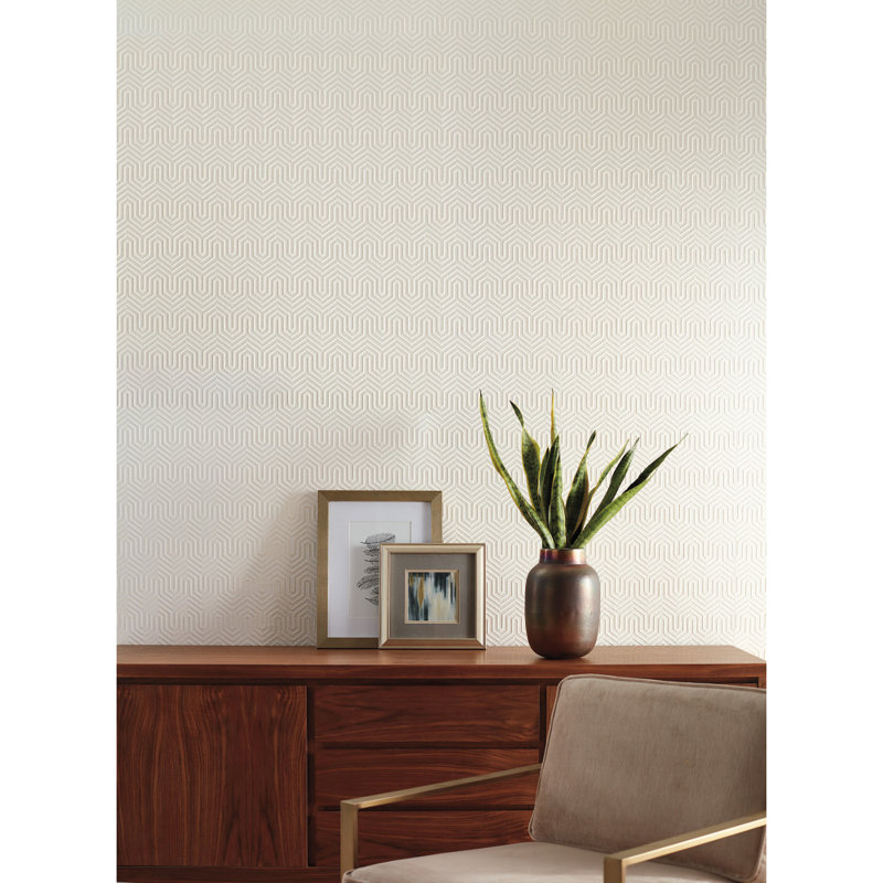 Rouleau de papier peint de style l 27 pi x l 27 po Labyrinth, Beige