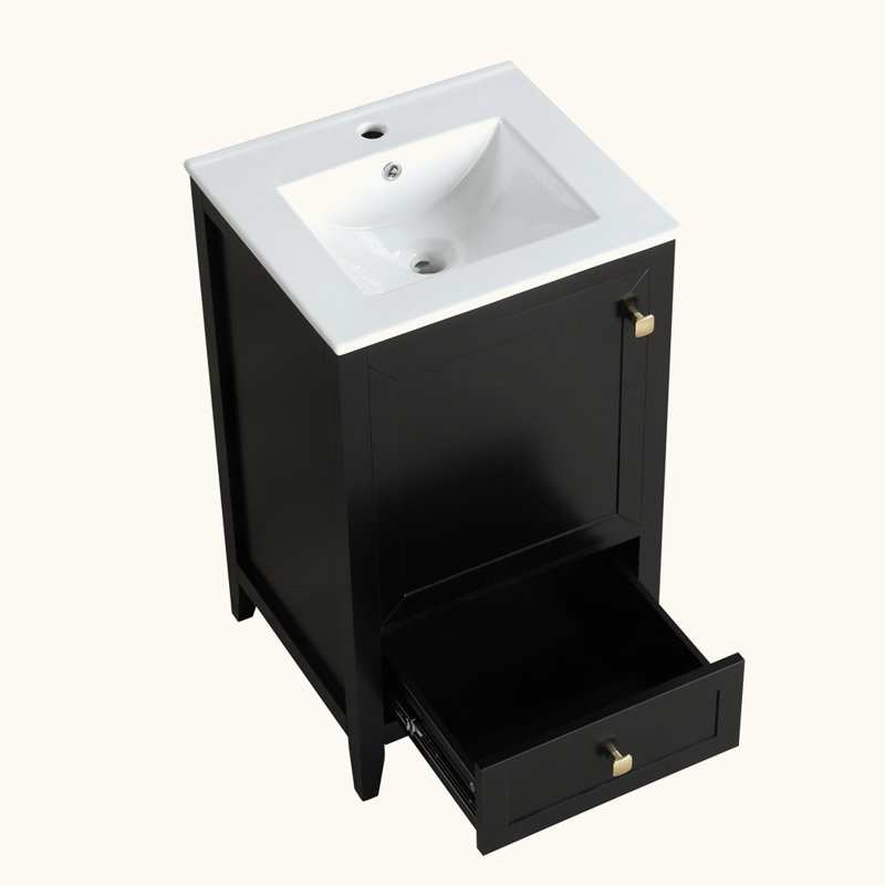 Meuble-lavabo de salle de bain avec lavabo et tiroir, Noir, noir, noir, noir