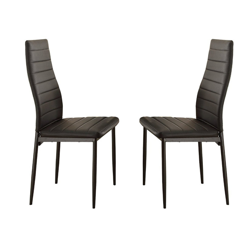 Asny Faux Leather Upholstered Metal Side Chair, Black