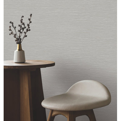 Oasis Grey Faux Grasscloth Wallpaper