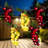 5-Count Red and Green Grape Cluster String Light Set 8ft Brown Wire