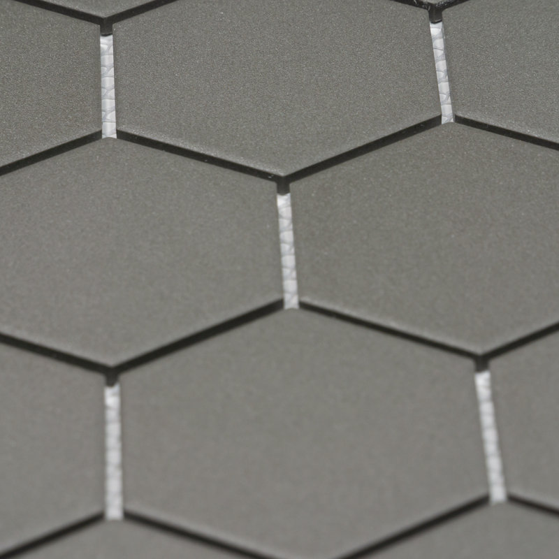 Sage 3" x 3" Hexagon Porcelain Matte Mosaic Tile, Gray