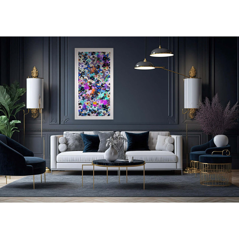 Butterfly Collage By Kristi Kohut, 17" H x 30" W, White Wood