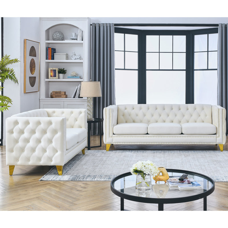 Livraison en velours beige 3 + 2 assemblage 3 + 2 mélange avec option rapide