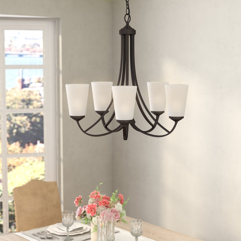 Lustre classique 5 lumières à abat-jour Rakhiya