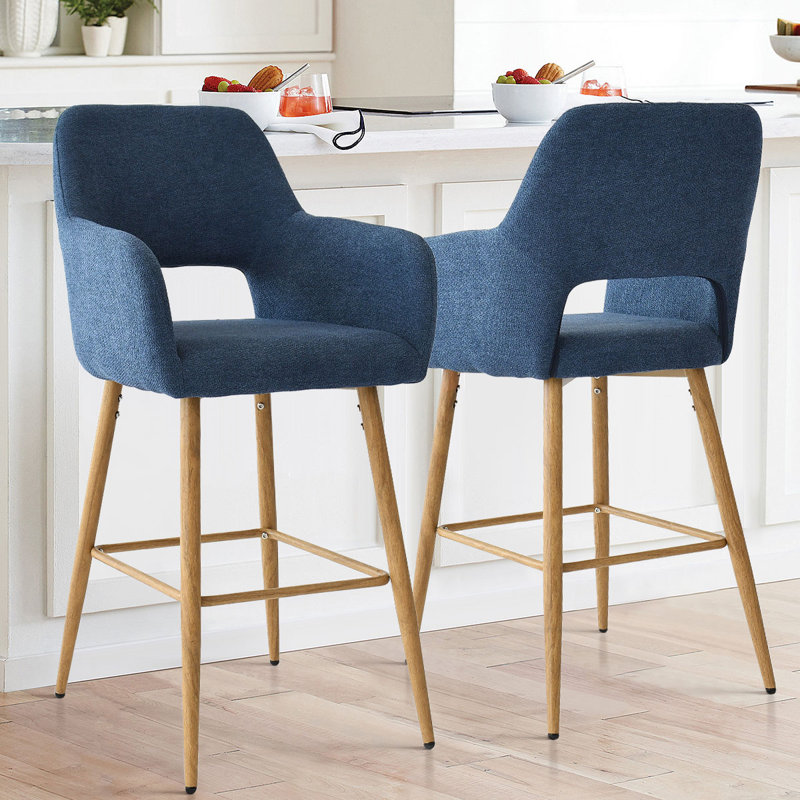 Benjain Counter Stool With Arm, Blue