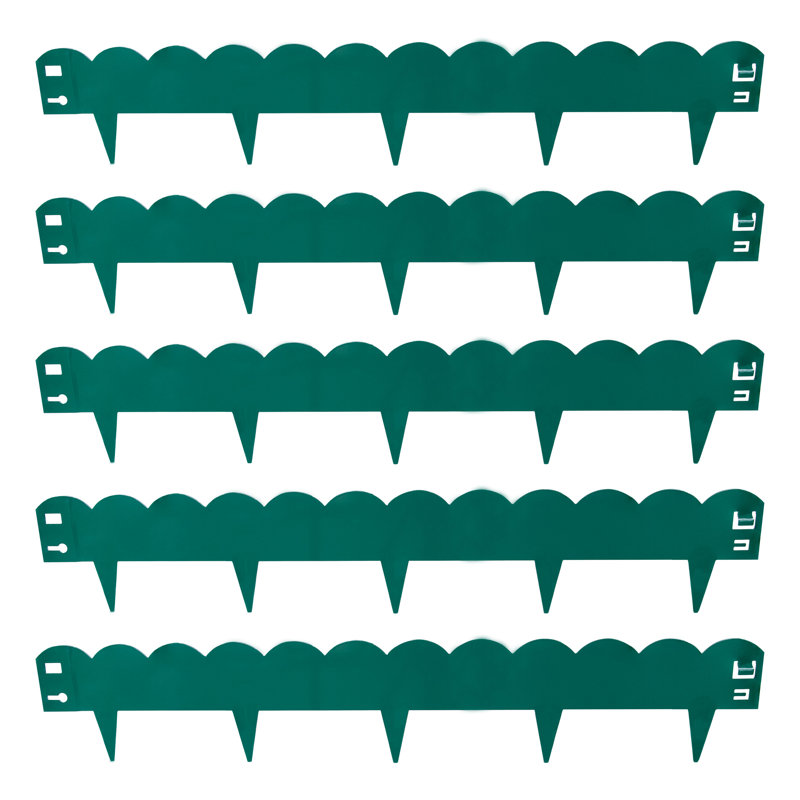 5-Piece Steel Scalloped Garden Landscape Edging Border - 41.75" - Green, Green