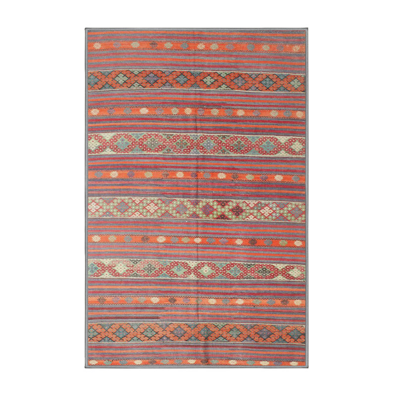 Tapis rouge / vert Southwestern, Rectangle 5 pi x 8 pi