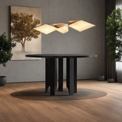 Table de salle à manger ronde en chêne noir