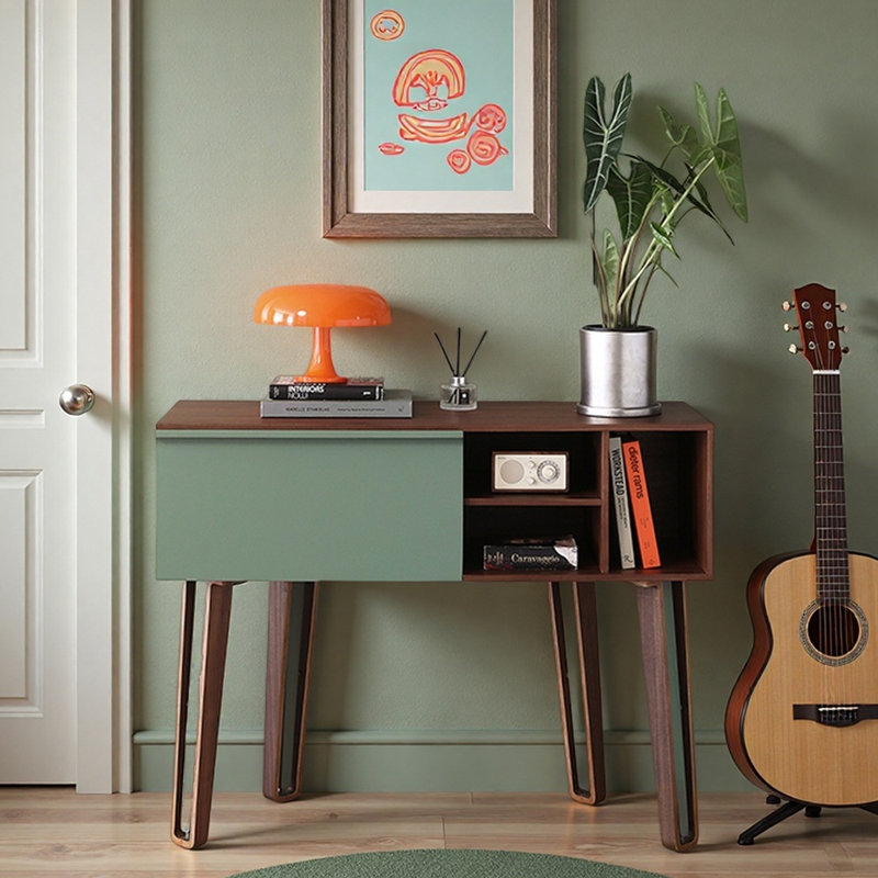 Armoire d'entrée scandinave minimaliste, Vert/brun