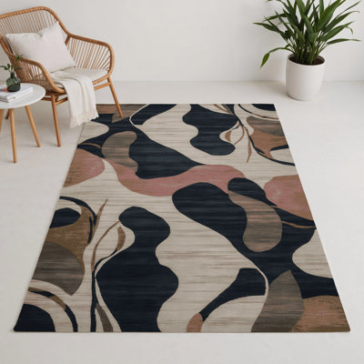Tapis intérieur et extérieur noir Watercolor