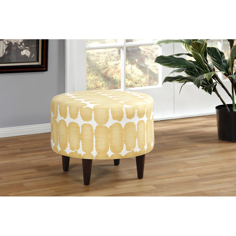 Repose-pieds standard rond 22 po Meila, Jaune / blanc 100% coton