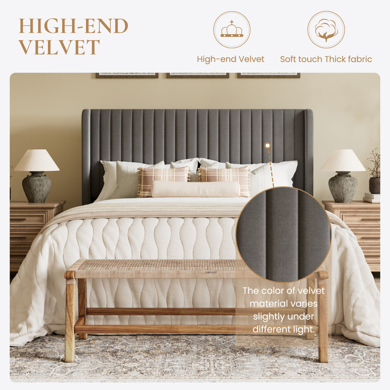 Candler Upholstered Wingback Platform Bed | Stylish Comfort