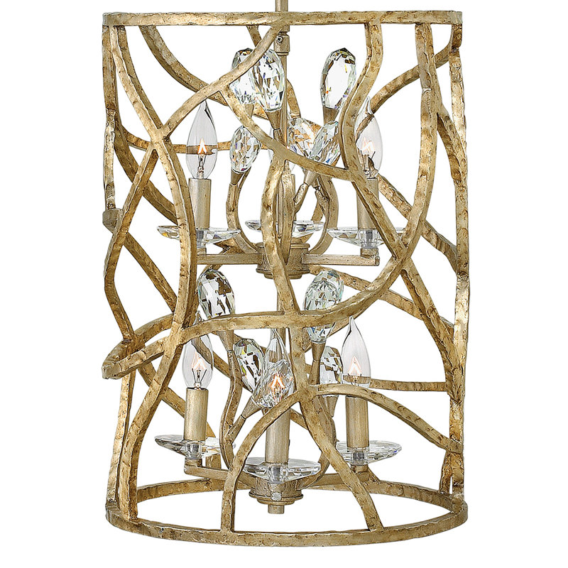 Eve Six-Light Orb Cylinder Pendant w/ Faceted Clear Crystal Buds