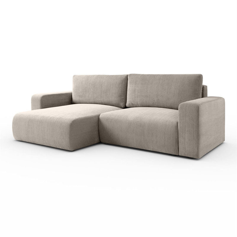 3 Seater Corduroy Corner Sofa , Light Brown
