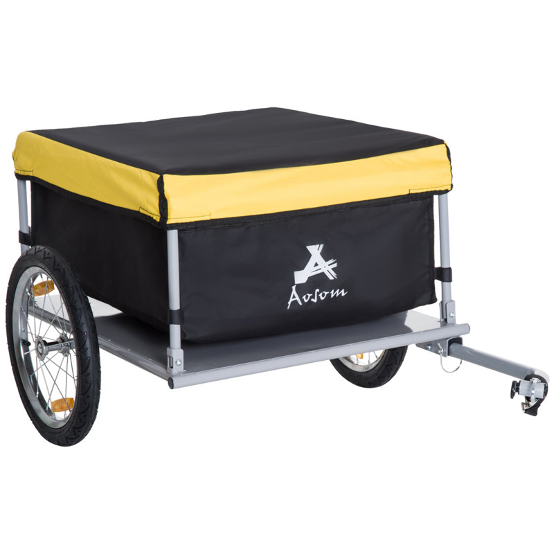 Remorque de cargaison de vélo, remorque de chariot à bagages à deux roues pour roues de 20 à 26 po, jaune