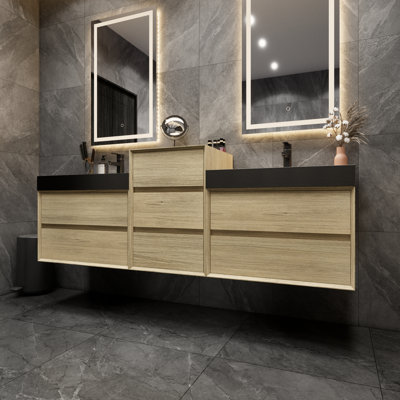 Ensemble de meuble-lavabo double mural 79 po Golitz
