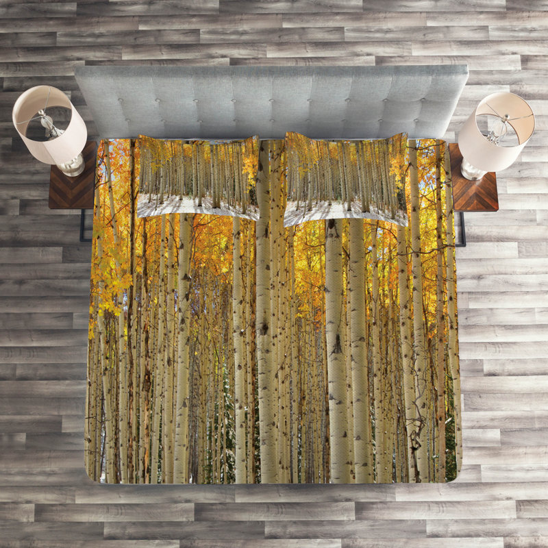 Forest Rustic Polyester Coverlet, Queen Bedspread + 2 Shams