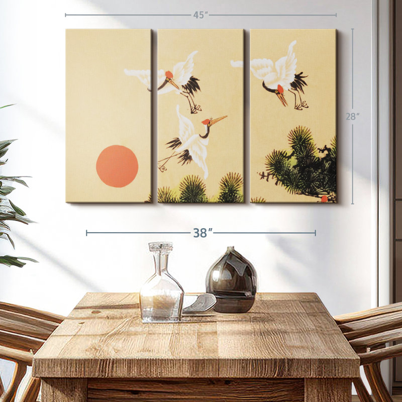" Cranes Sumi E ", 28" H x 45" W x 1.25" D