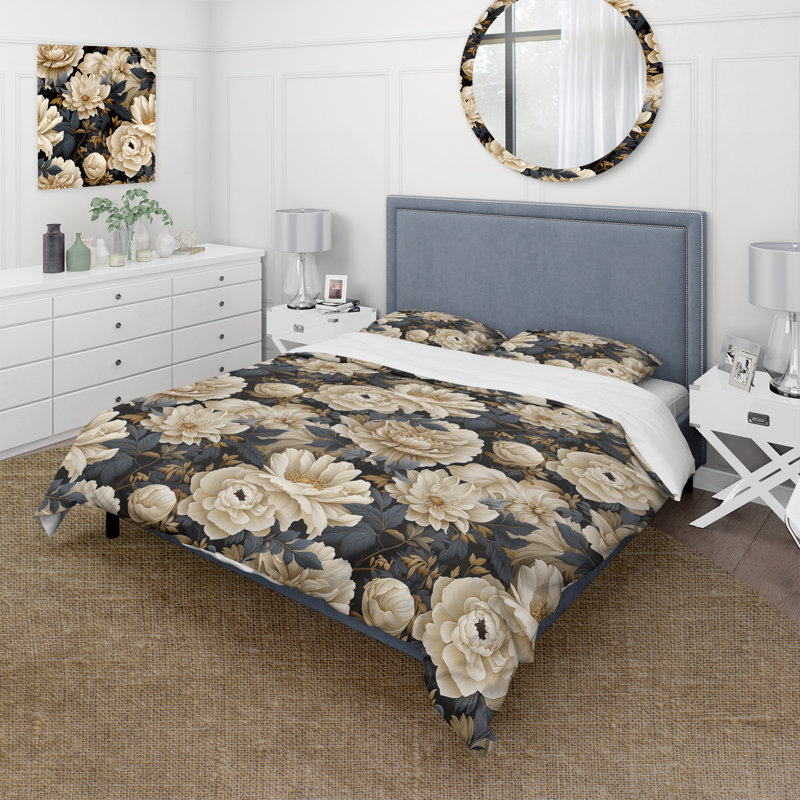 Magnifique ensemble de housse de couette Magnolia Blooms, Housse de couette pour grand lit et 2 taies décor