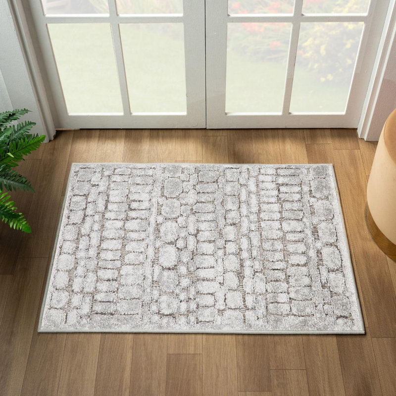 Tapis moderne à formes géométriques, Champignon, 2x3