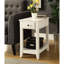Table d'appoint blanche en bois massif avec tiroirs et compartiments de rangement