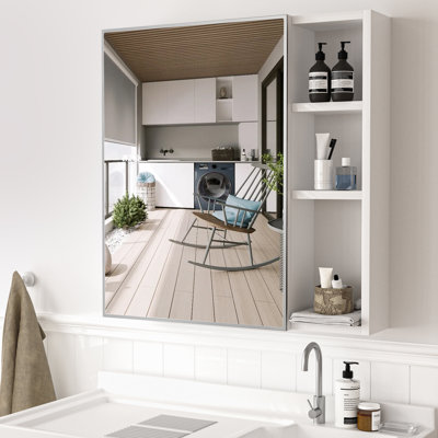 Armoire à pharmacie avec miroir et 5 tablettes fixes l 21,7 po x H 22 po Lehti