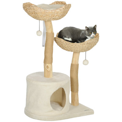 Arbre à chat Archie & Oscar ™ moderne avec poteaux à griffer en bois, condo, lits, coussins
