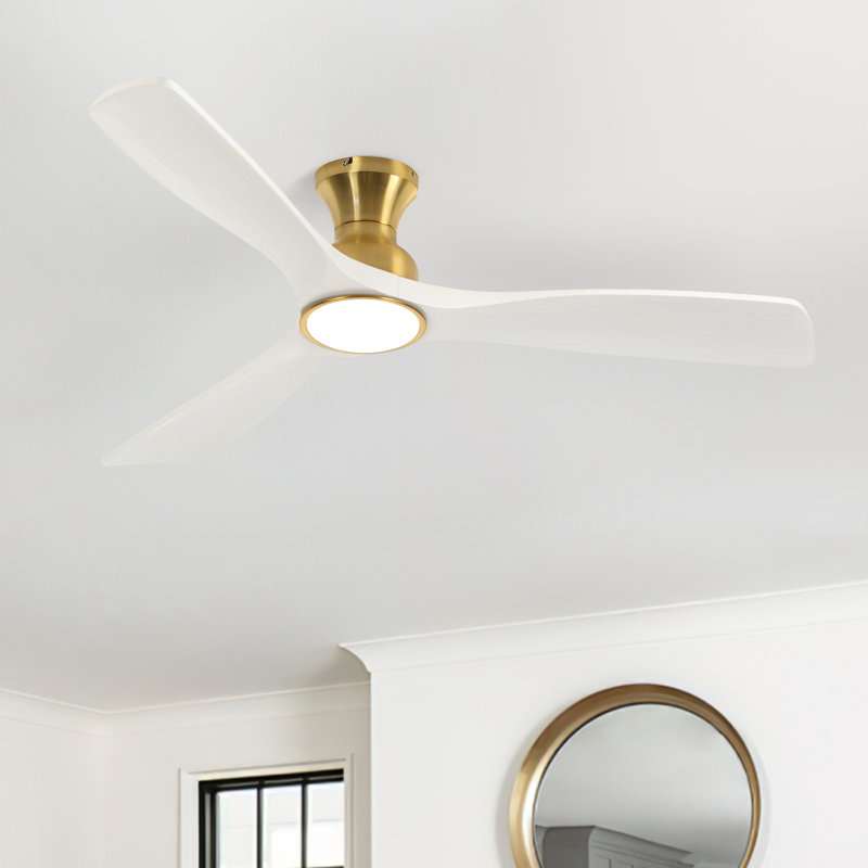 Ventilateur de plafond à intensité variable 52 po avec lumières et télécommande CCCC Karlena, Gold with Off White Blade