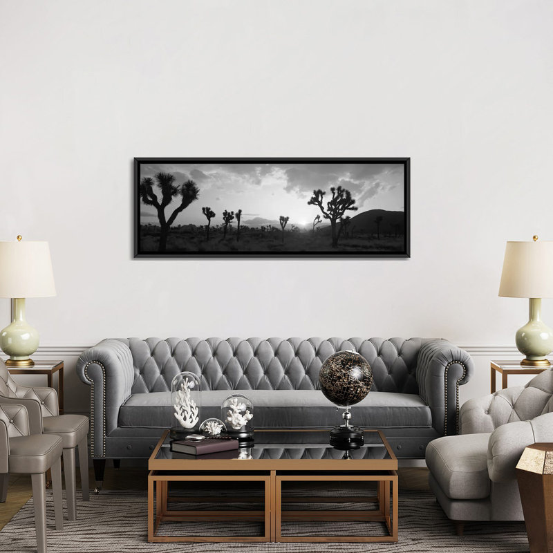 Coucher de soleil, Joshua Tree Park, Californie, États-Unis - reproduction d'art sur toile tendue, Toile avec cadre noir