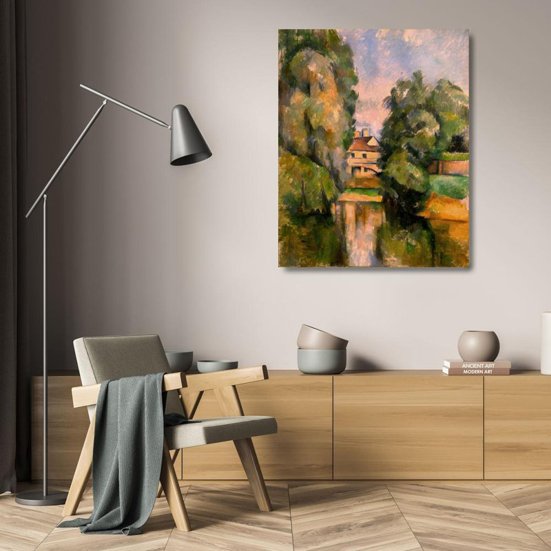 «Country House by a River» par Paul Cézanne - Toile tendue avec châssis, H 24 po x l 17 po