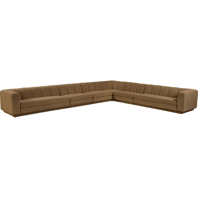 Tissu rembourré 6 pièces Landis Canapé modulaire modulaire, Tissu brun