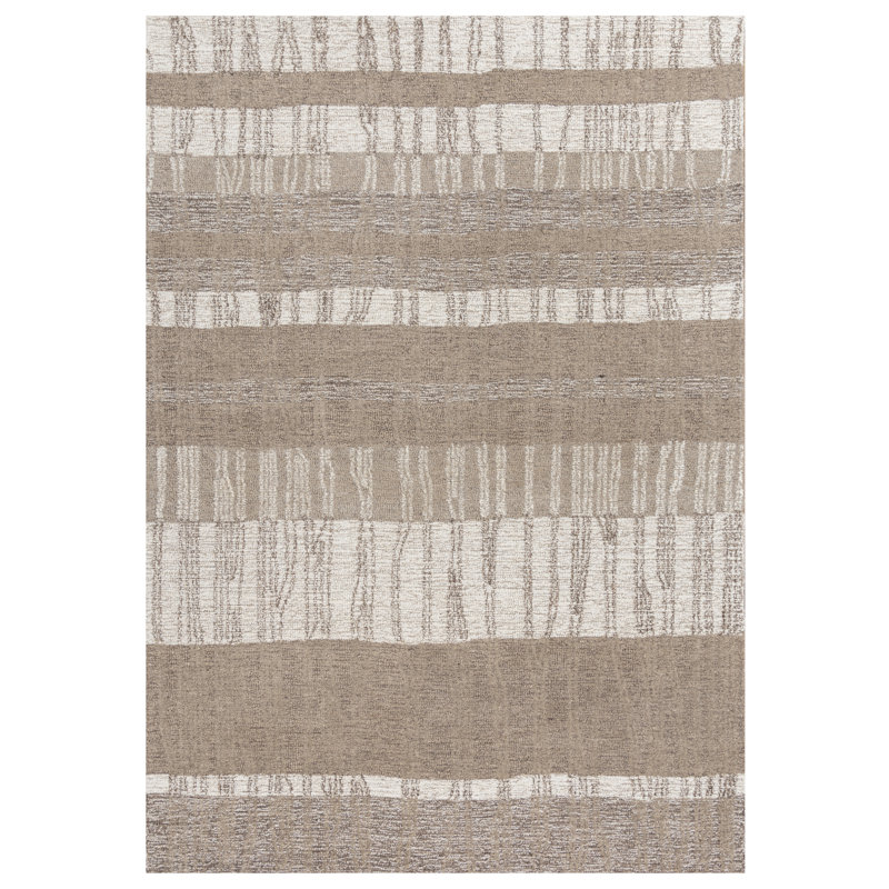 Tapis rayé en laine touffeté à la main Arichabala, Rectangle 8 pi 6 po x 11 pi 6 po