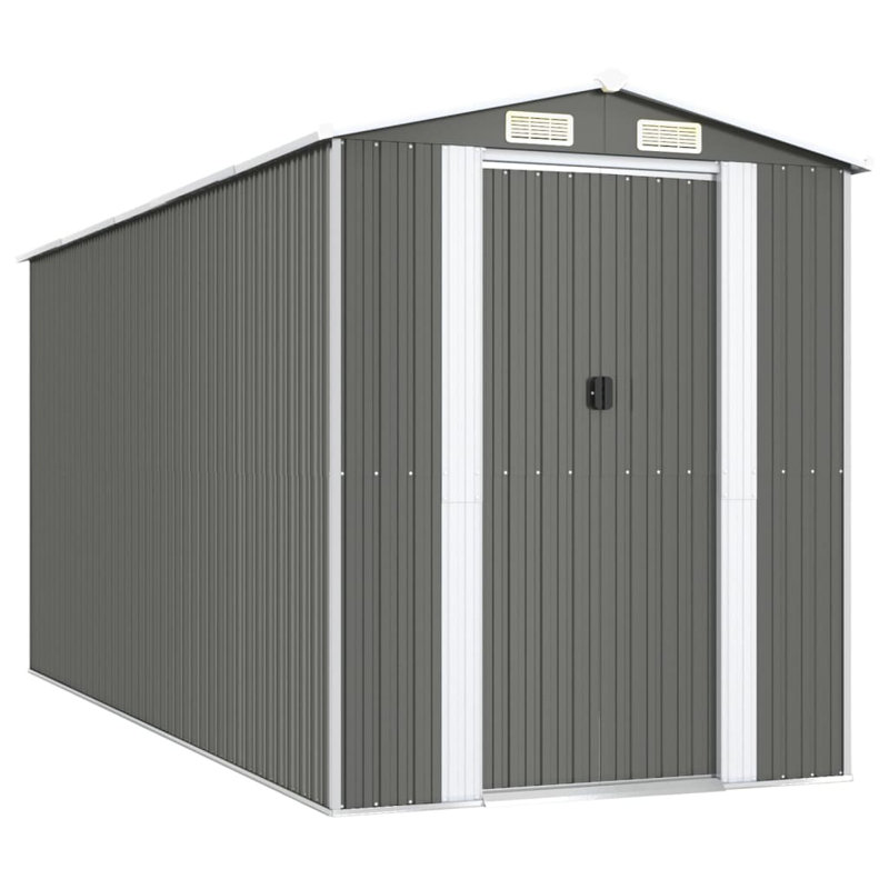 Remise de rangement en acier, 75,6 po x 173,2 po x 87,8 po, gris