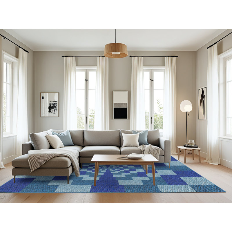 Tapis de zone bleue à motifs, Rectangle 8 pi x 10 pi