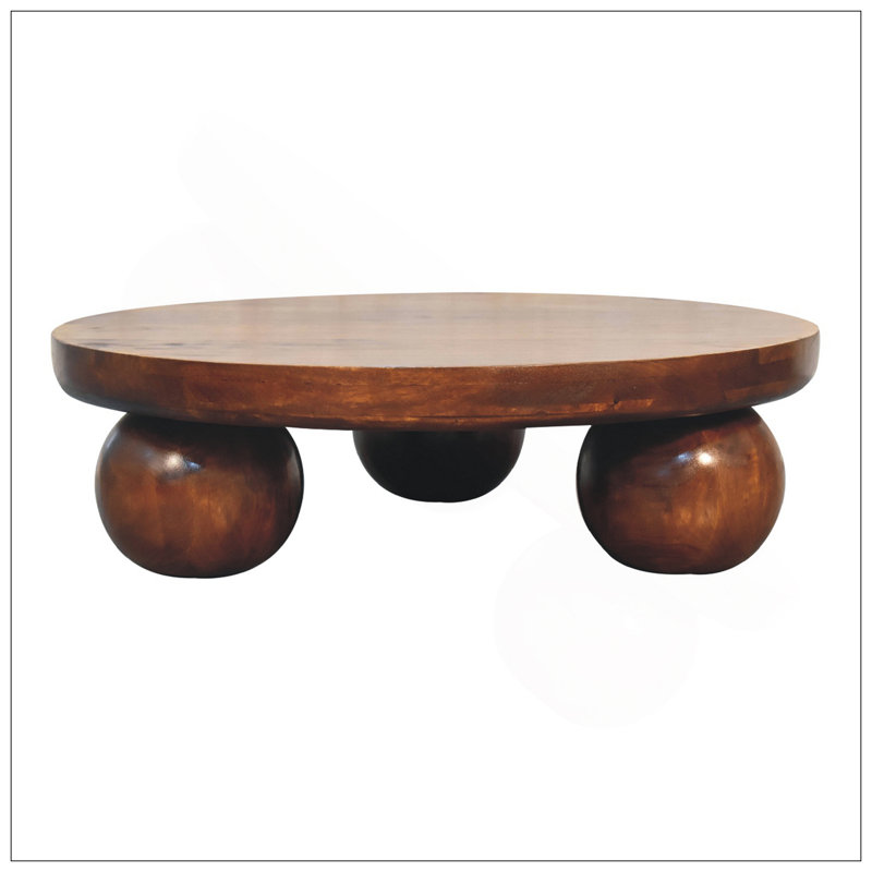 Solid Wood Chestnut Central Ball Table, Brown