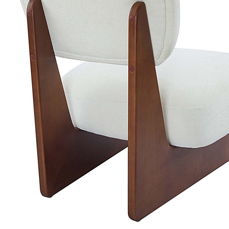 Chaises d'appoint rembourrées en tissu Vierra, Noyer, Blanc