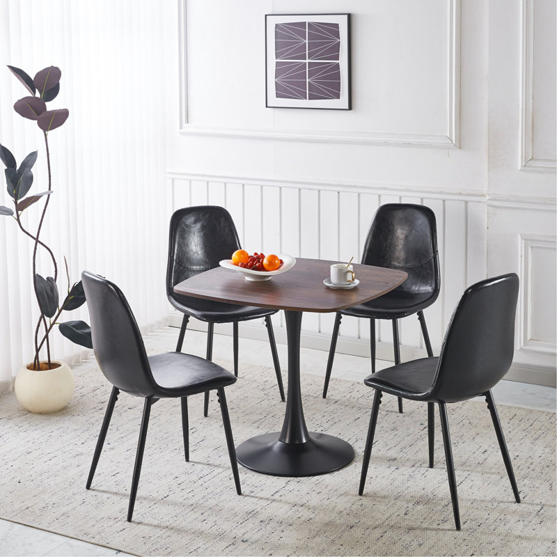 Table de salle à manger Mid-Century 1 + 4, table à piédestal avec dessus et pieds en métal pour - 6 personnes, table basse, surface lisse Entretien facile 5: Stable de loisir à nettoyer