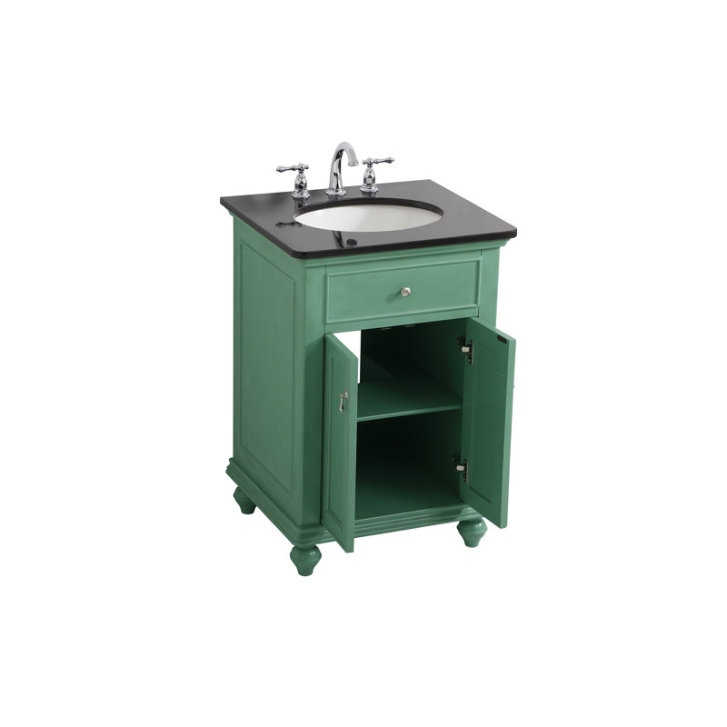 Otto 24'' Single Bathroom Vanity with Top, Black, Vintage Mint