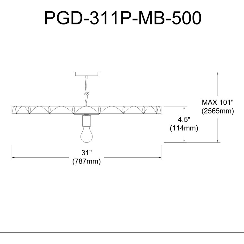 Luminaire suspendu incandescent 1 lumière Plegado