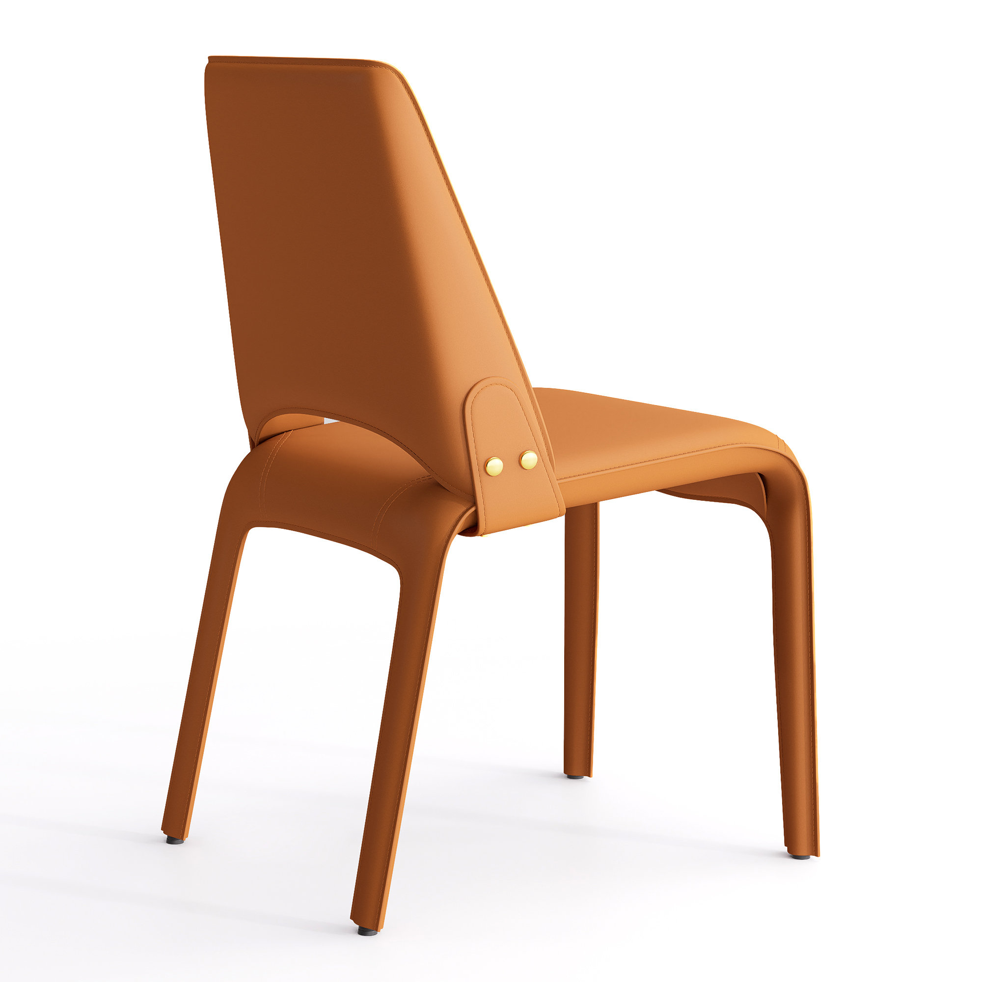 Vannes Vegan Leather Dining Chair, Orange, 3, No Assembly Needed